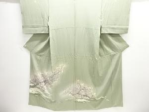 浅野冨治男作　本場加賀友禅　雪に枝梅模様三つ紋色留袖